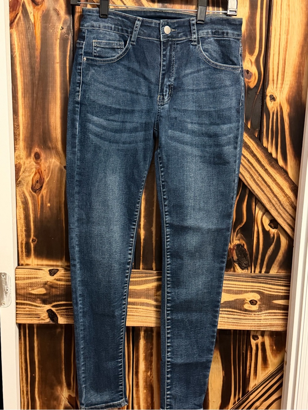 SHEIN Blue Dark-Wash High-Rise Skinny Jeans